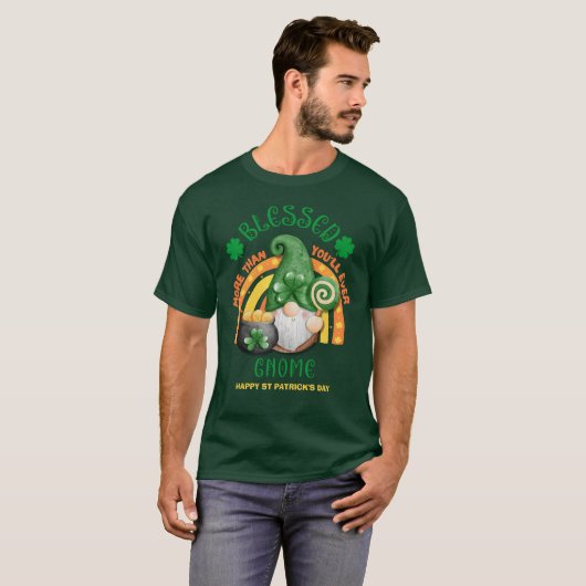 St Patricks Day BLESSED Green Irish Gnome T-shirt (Voorkant volledig)
