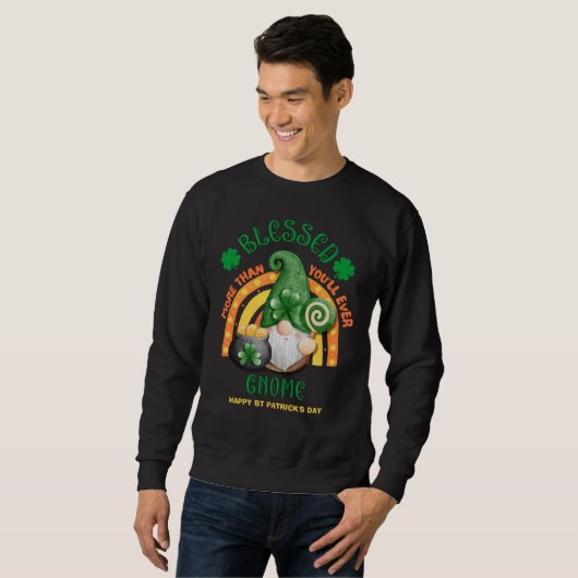 St Patricks Day BLESSED Green Irish Gnome Trui (Voorkant volledig)