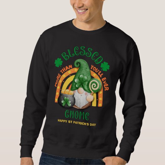 St Patricks Day BLESSED Green Irish Gnome Trui (Voorkant)