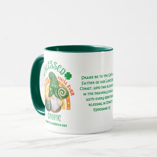 St Patrick's Day BLESSED Irish Gnome Christelijk Mok (Voorkant links)