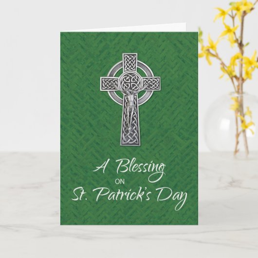 St. Patricks Day Blessing Irish Crucifix Kaart (Gele Bloem)