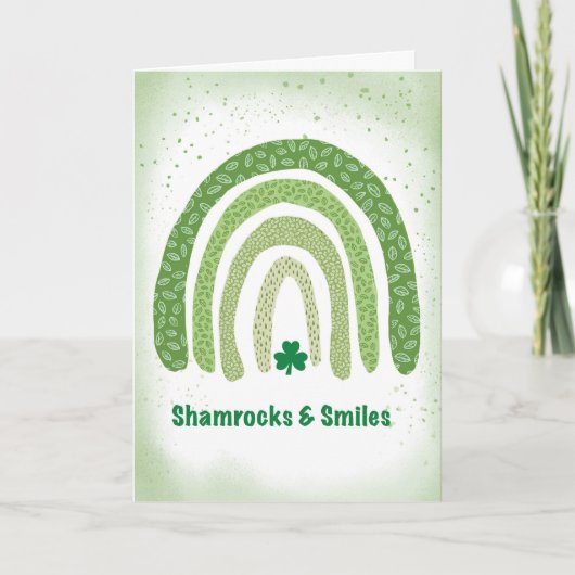 St Patricks Day Boho Green Rainbow Shamrocks Kaart (Voorkant)