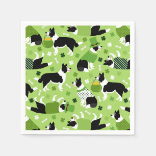 St. Patrick's Day Border Collie Pattern Servet