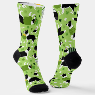 St. Patrick's Day Border Collie Pattern Sokken
