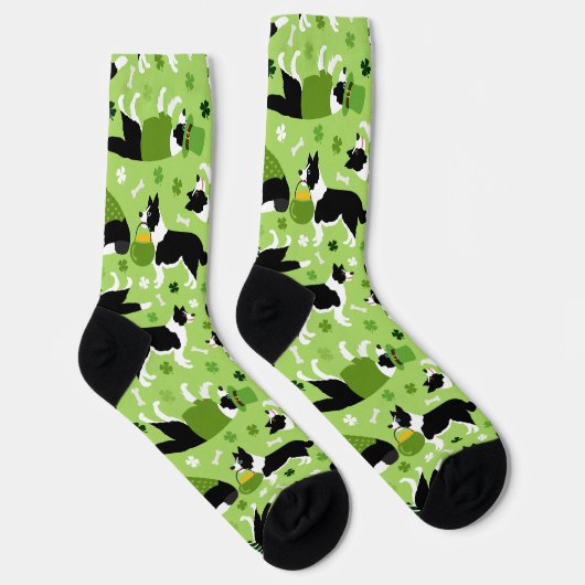 St. Patrick's Day Border Collie Pattern Sokken (Rechts)