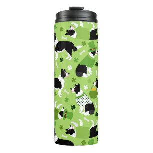 St. Patrick's Day Border Collie Pattern Thermosbeker