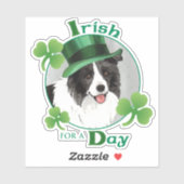 St. Patrick's Day Border Collie Vinyl Sticker (Vel)