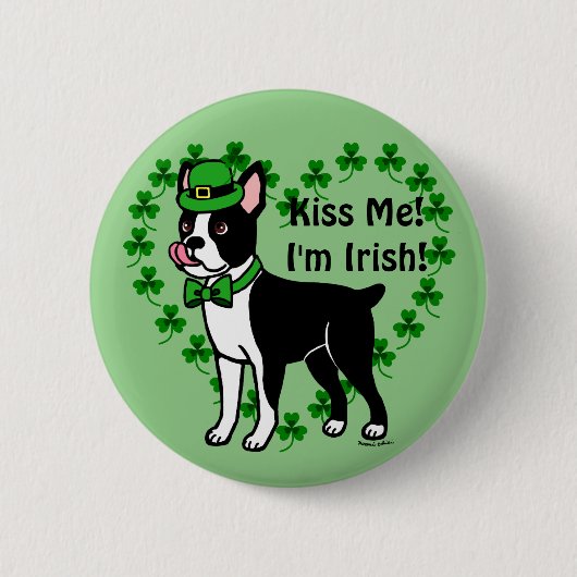 St. Patrick's Day Boston Terrier 3 Ronde Button 5,7 Cm (Voorkant)