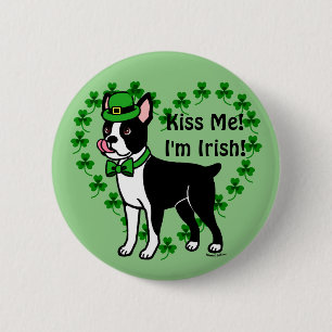 St. Patrick's Day Boston Terrier 3 Ronde Button 5,7 Cm