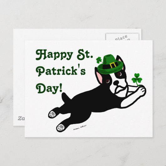 St. Patrick's Day Boston Terrier Briefkaart (Voorkant / Achterkant)