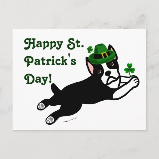 St. Patrick's Day Boston Terrier Briefkaart (Voorkant)