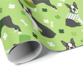 St. Patrick's Day Boston Terrier Cadeaupapier (Rol Hoek)