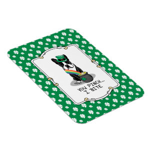 St. Patrick's Day Boston Terrier Dog (zwart) Cute Magneet