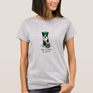 St. Patrick's Day Boston Terrier (zwart) Cute Dog T-shirt