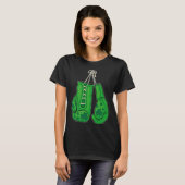 St Patricks Day Boxing Glove Green Lucky Shamrock T-shirt (Voorkant volledig)