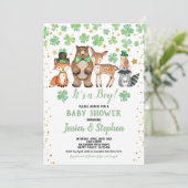 St Patrick's Day Boy Baby shower Shamrock Animals Kaart (Staand voorkant)