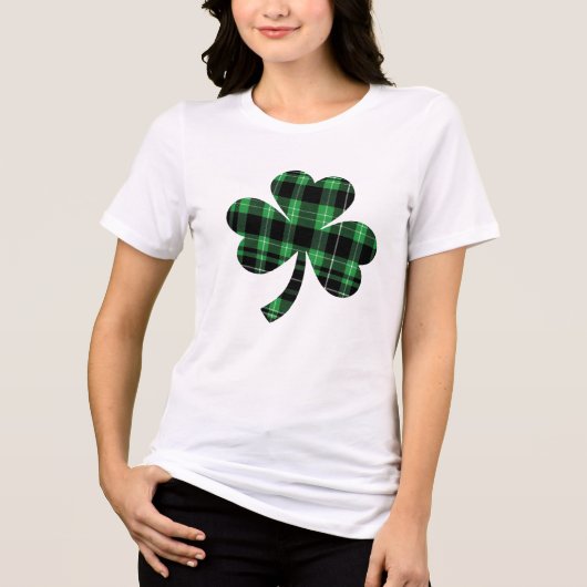 St. Patrick's Day - Buffalo Plaid Shamrock Tri-Blend Shirt (Voorkant)