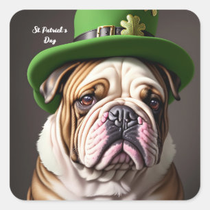 St. Patrick's Day Bulldog Vierkante Sticker