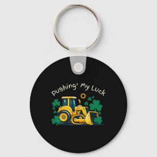 St. Patrick's Day Bulldozer Pret Fun Bouw Kinderen Sleutelhanger