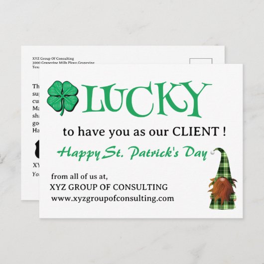 St.Patrick's Day Business Promotional Feestdagenkaart (Voorkant / Achterkant)