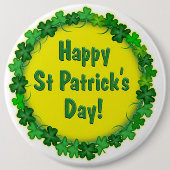 St Patrick's Day Button/Clovers Ronde Button 6,0 Cm (Voorkant)