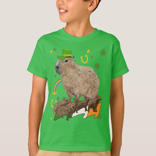 St Patricks Day Capybara Irish T-shirt (Voorkant)