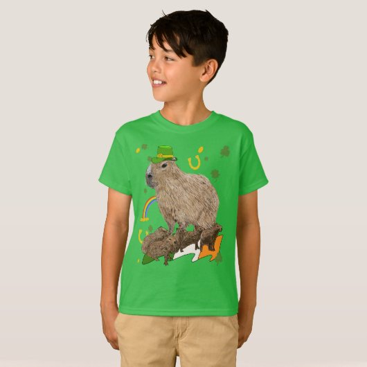 St Patricks Day Capybara Irish T-shirt (Voorkant volledig)