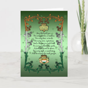 St. Patrick's Day Card met Blessing, Shamrock Kaart