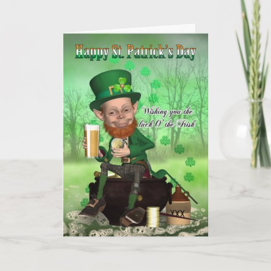 St. Patrick's Day Card - met Leprechaun Kaart (Voorkant)