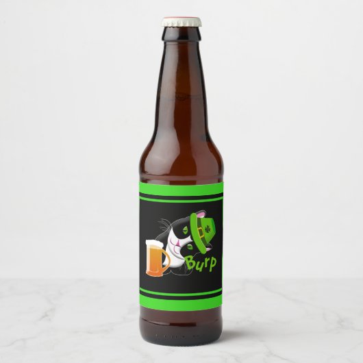 St. Patrick's Day Cat Bier Etiket (Voorkant)