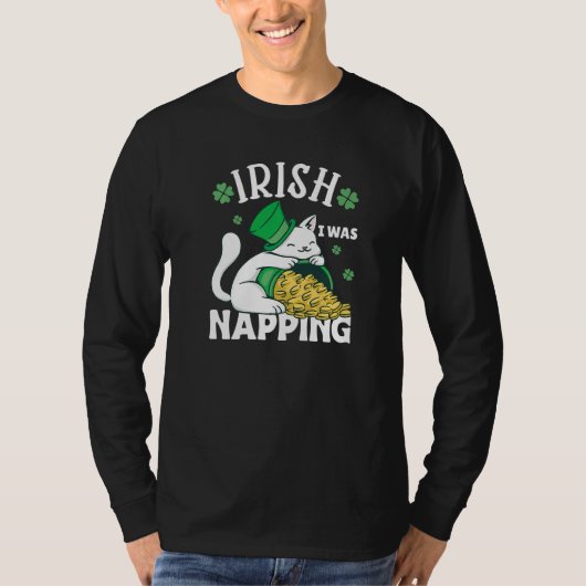 St. Patricks Day Cat i was napping Premium T-shirt (Voorkant)