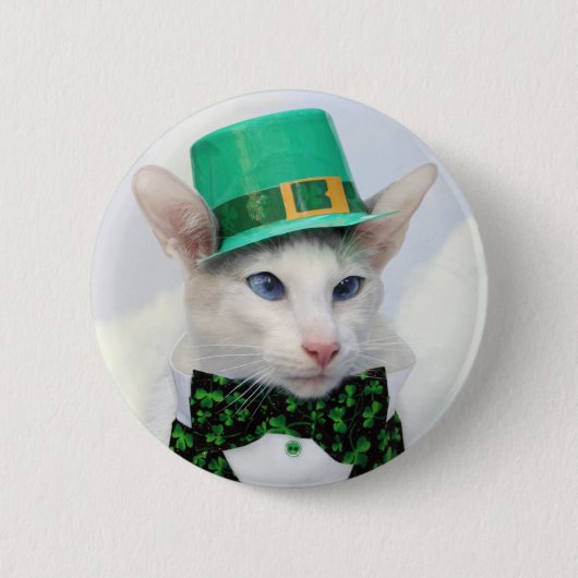 St Patrick's Day Cat Lover Button (Voorkant)