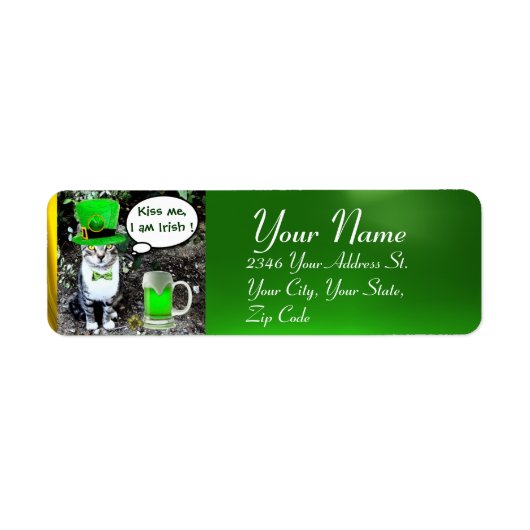 ST PATRICK'S DAY CAT MET GREEN IRISH BEER ETIKET (Voorkant)