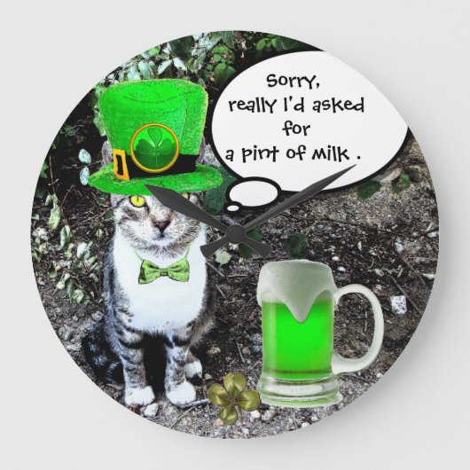 ST PATRICK'S DAY CAT MET GREEN IRISH BEER GROTE KLOK (Voorkant)