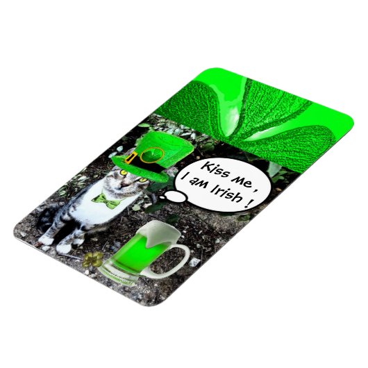 ST PATRICK'S DAY CAT MET GREEN IRISH BEER MAGNEET (Linkerzijde)