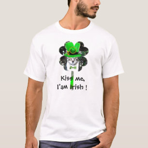 ST PATRICK'S DAY CAT MET GROENE KLEUR T-SHIRT