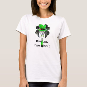 ST PATRICK'S DAY CAT MET GROENE KLEUR T-SHIRT