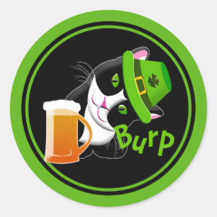 St. Patrick's Day Cat Ronde Sticker