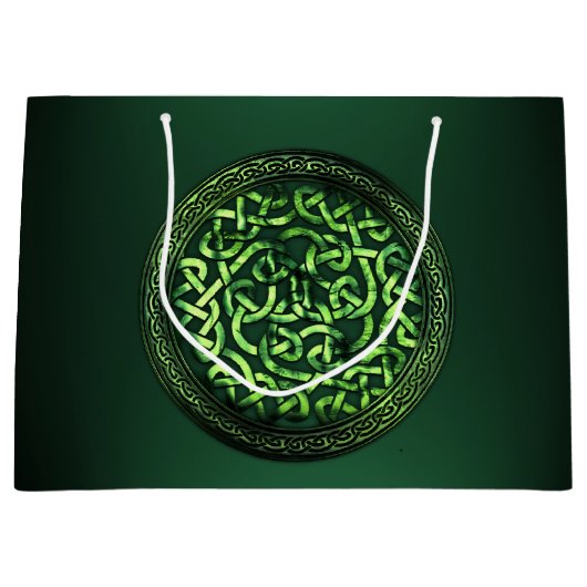 St. Patrick's Day - Celtic Pattern Round Groot Cadeauzakje (Voorkant)