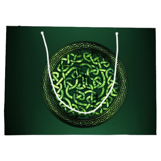 St. Patrick's Day - Celtic Pattern Round Groot Cadeauzakje (Achterkant)