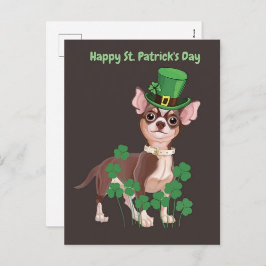 St. Patrick's Day Chihuahua puppy briefkaart (Voorkant / Achterkant)