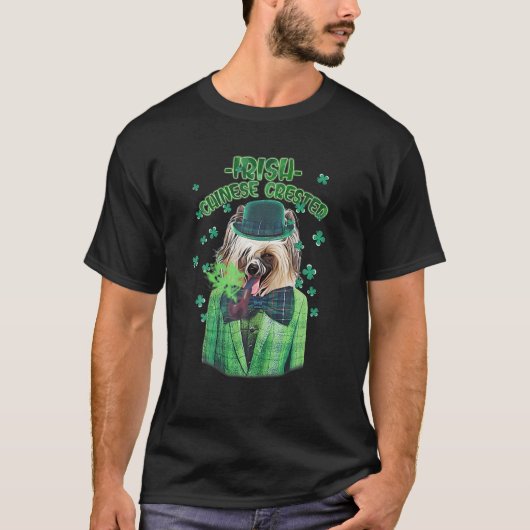St. Patrick's Day Chinese Crested Dog Shamrock Clo T-shirt (Voorkant)