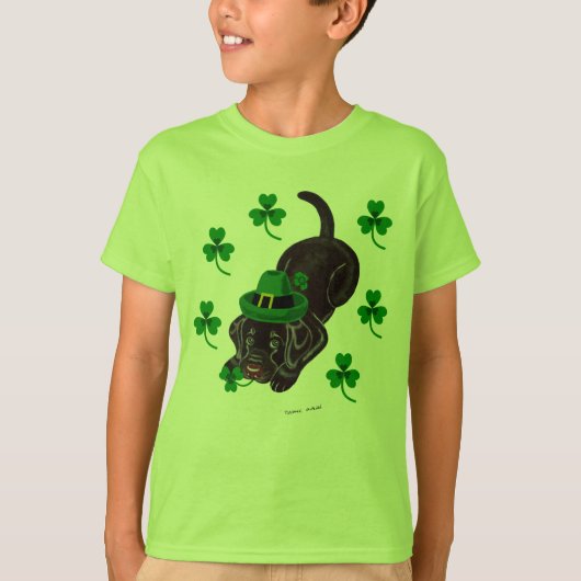 St. Patrick's Day Chocolate Labrador Puppy T-shirt (Voorkant)