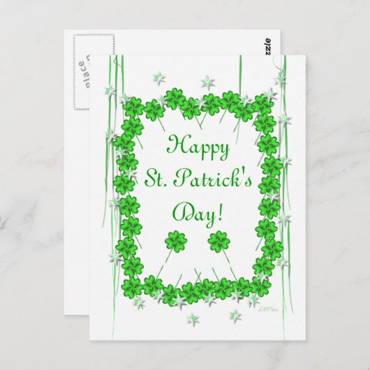 St. Patrick's Day Clover and Stars Briefkaart (Voorkant / Achterkant)