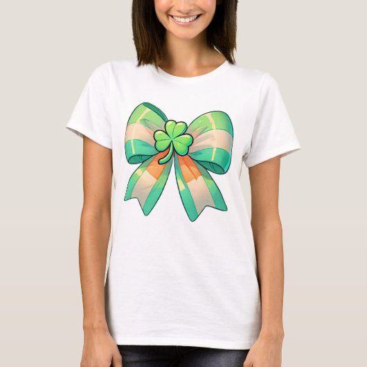St. Patrick's Day Clover Bow T-shirt (Voorkant)