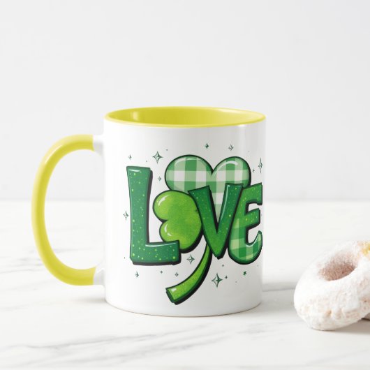 St. Patrick's Day Clover Love Charm Mok (Met donut)