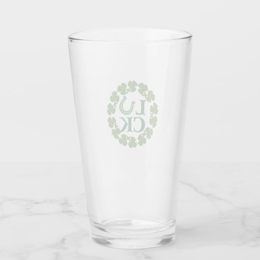 St. Patrick's Day Clover Lucky Hoefijzer Beer Glas (Achterkant)