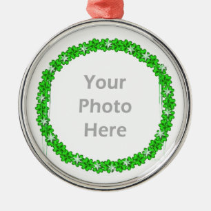St. Patricks Day Clover Stars (ronde foto lijst) Metalen Ornament