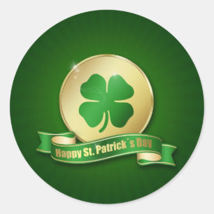 St. Patrick's Day Coin Shamrock Ronde Sticker