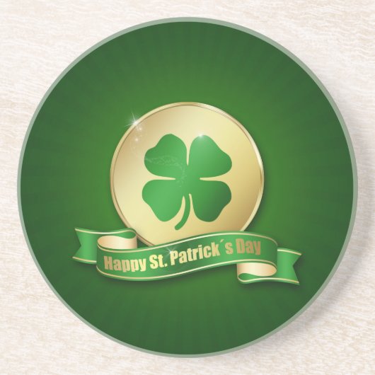 St. Patrick's Day Coin Shamrock Zandsteen Onderzetter (Voorkant)